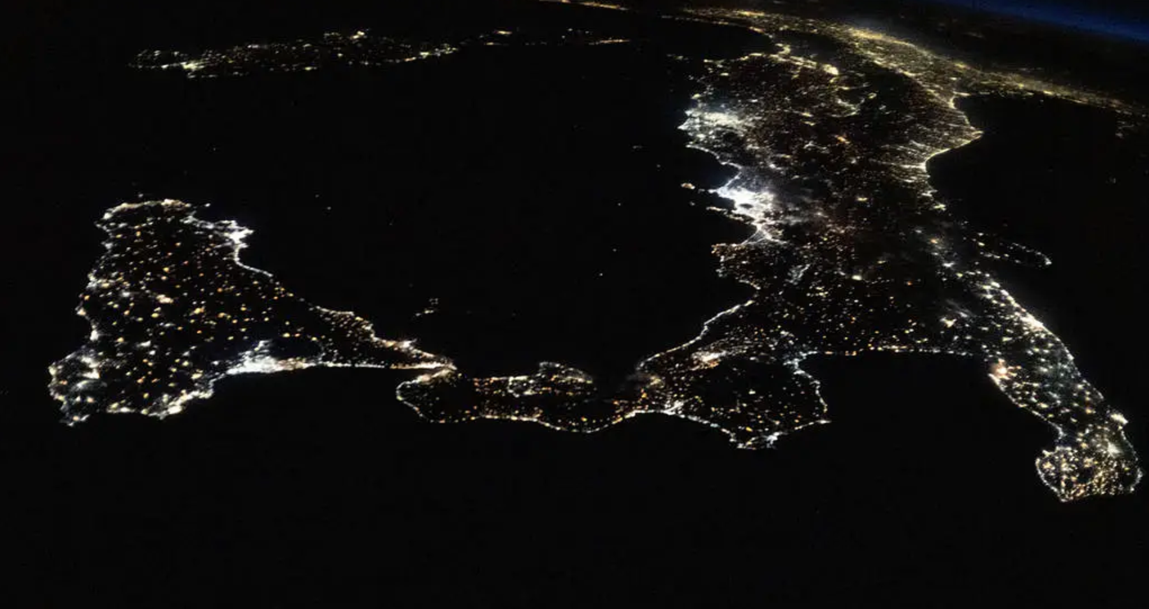 An astronaut onboard the The International Space Station took this picture of Italy and its island of Sicily while cruising over the Mediterranean Sea.